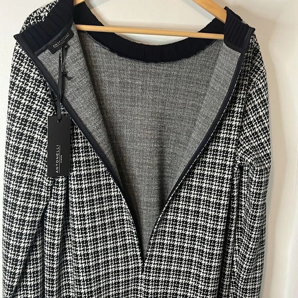 Antonelli Firenze NWT Houndstooth Black and White Wool Blend Sweater Dress Sz 48 - Picture 8 of 9